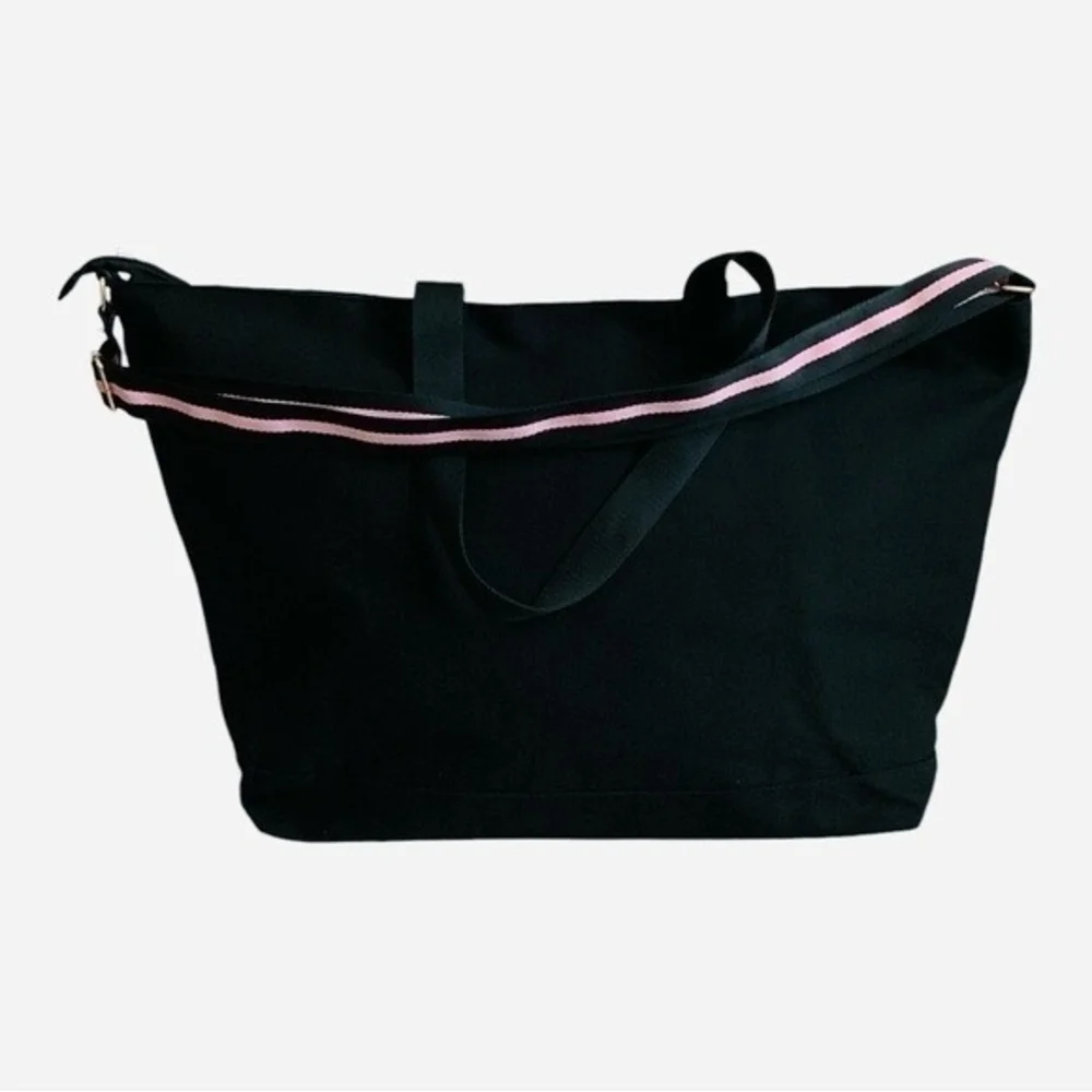 Victoria’s Secret Love Tote Canvas Striped Weekend Travel Bag NWT